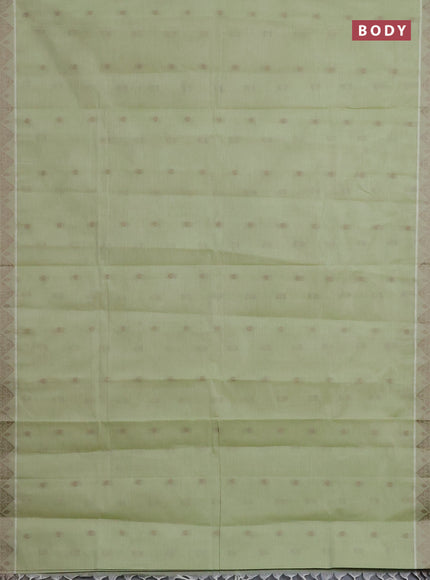 Nithyam cotton saree pista green with thread woven buttas and thread woven border