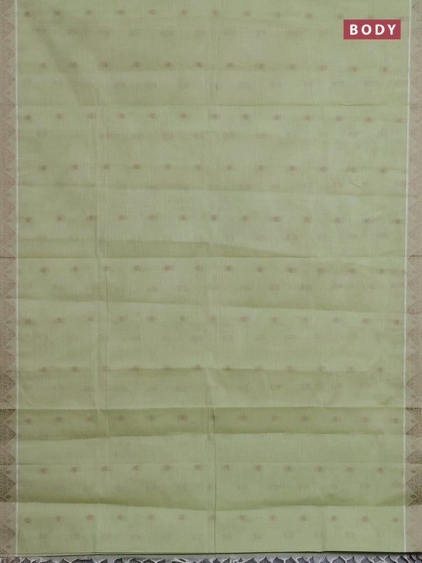 Nithyam cotton saree pista green with thread woven buttas and thread woven border