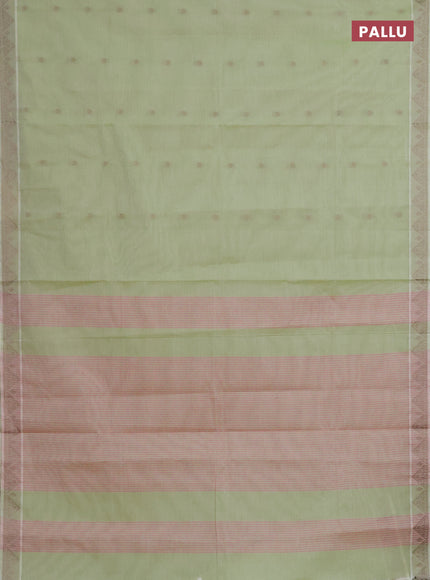 Nithyam cotton saree pista green with thread woven buttas and thread woven border