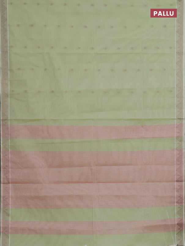 Nithyam cotton saree pista green with thread woven buttas and thread woven border