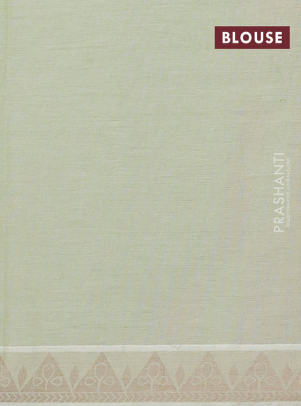 Nithyam cotton saree pista green with thread woven buttas and thread woven border