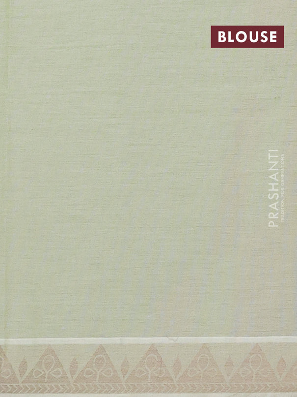 Nithyam cotton saree pista green with thread woven buttas and thread woven border