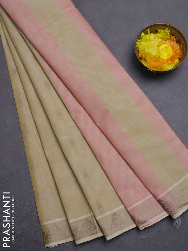 Nithyam cotton saree sandal with thread woven buttas and thread woven border