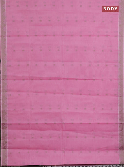Nithyam cotton saree pink with thread woven buttas and thread woven border