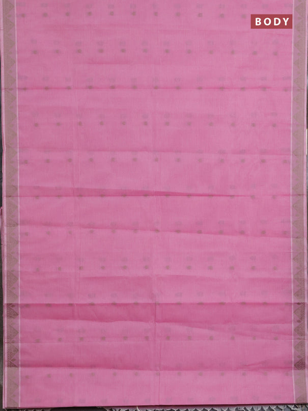 Nithyam cotton saree pink with thread woven buttas and thread woven border