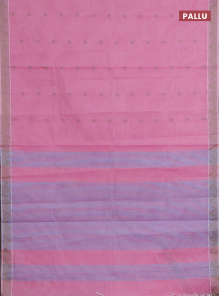 Nithyam cotton saree pink with thread woven buttas and thread woven border