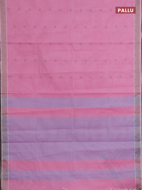 Nithyam cotton saree pink with thread woven buttas and thread woven border