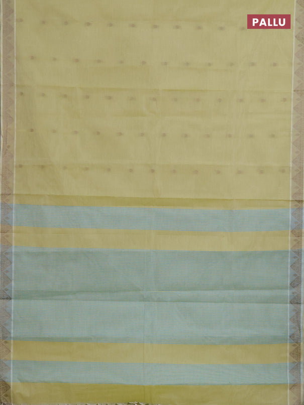 Nithyam cotton saree light green with thread woven buttas and thread woven border