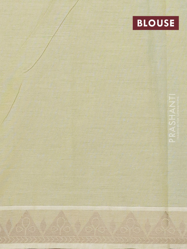 Nithyam cotton saree light green with thread woven buttas and thread woven border