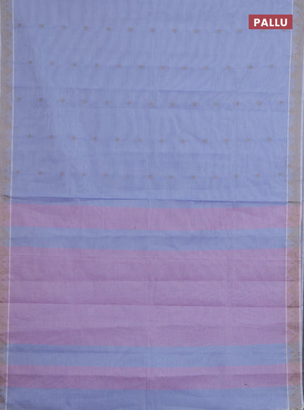 Nithyam cotton saree blue shade with thread woven buttas and thread woven border