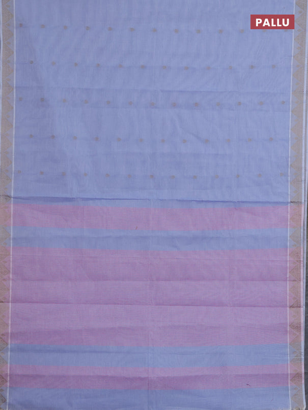 Nithyam cotton saree blue shade with thread woven buttas and thread woven border