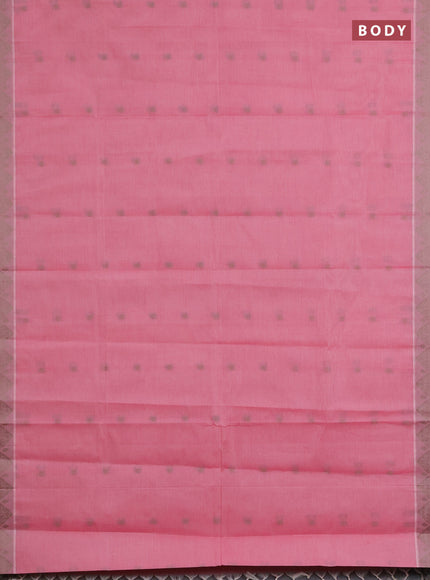 Nithyam cotton saree reddish pink with thread woven buttas and thread woven border