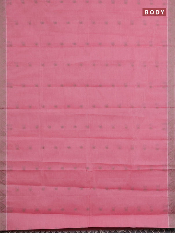 Nithyam cotton saree reddish pink with thread woven buttas and thread woven border