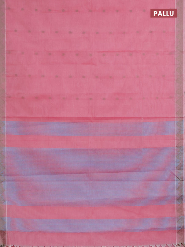 Nithyam cotton saree reddish pink with thread woven buttas and thread woven border
