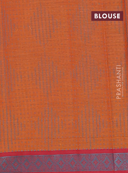 Nithyam cotton saree rust shade and maroon with thread woven buttas and thread woven border
