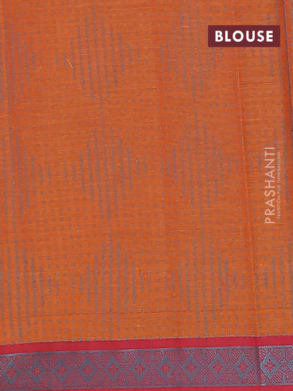 Nithyam cotton saree rust shade and maroon with thread woven buttas and thread woven border
