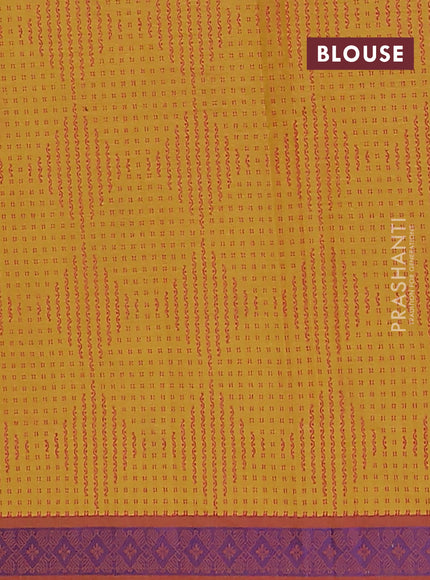 Nithyam cotton saree yellow and maroon with thread woven buttas and thread woven border