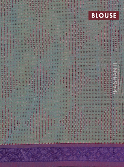 Nithyam cotton saree dual shade of bluish yellow and dual shade of maroon with thread woven buttas and thread woven border