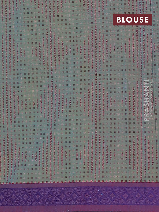 Nithyam cotton saree dual shade of bluish yellow and dual shade of maroon with thread woven buttas and thread woven border