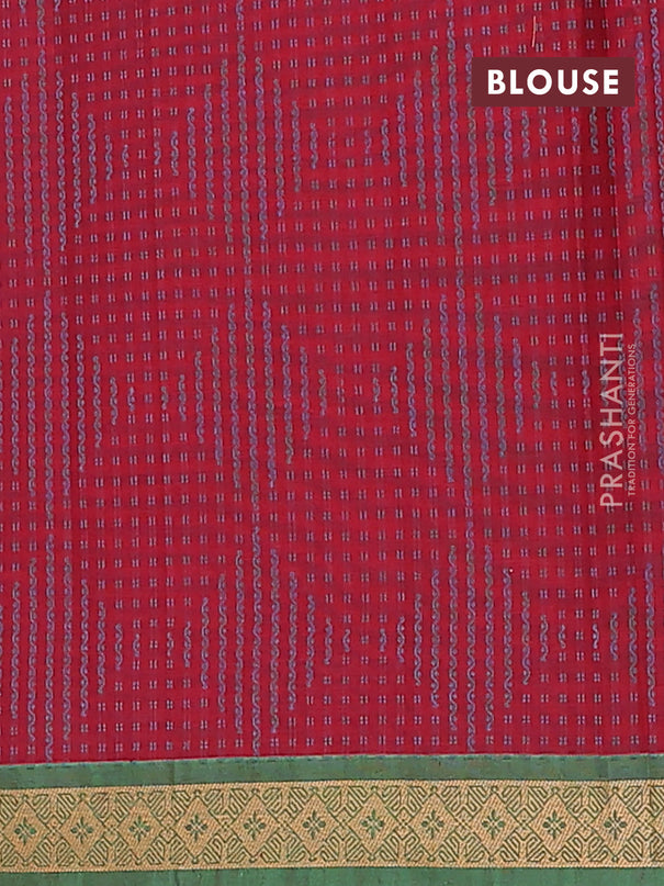 Nithyam cotton saree deep maroon and green with thread woven buttas and thread woven border