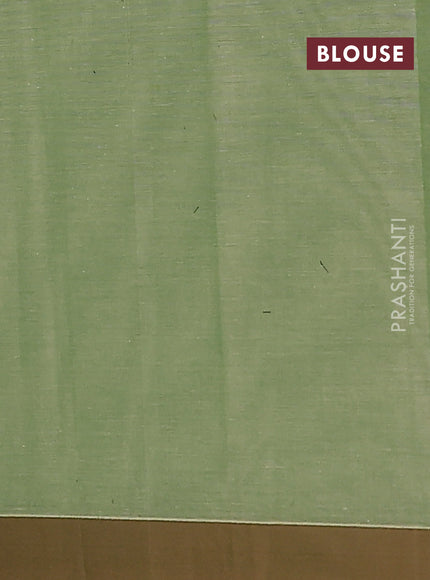 Nithyam cotton saree elaichi green and brown with thread woven geometric buttas and simple border