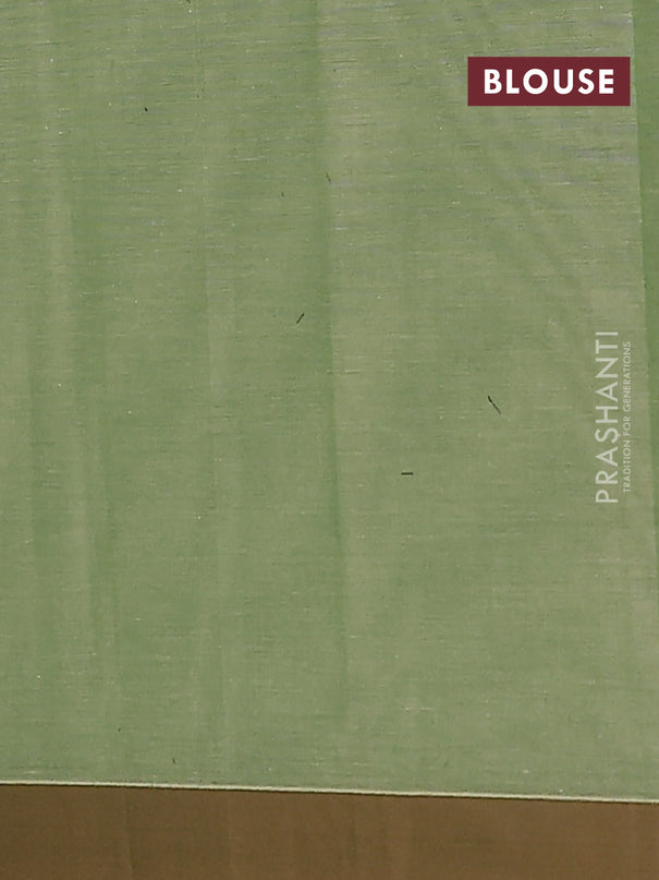 Nithyam cotton saree elaichi green and brown with thread woven geometric buttas and simple border