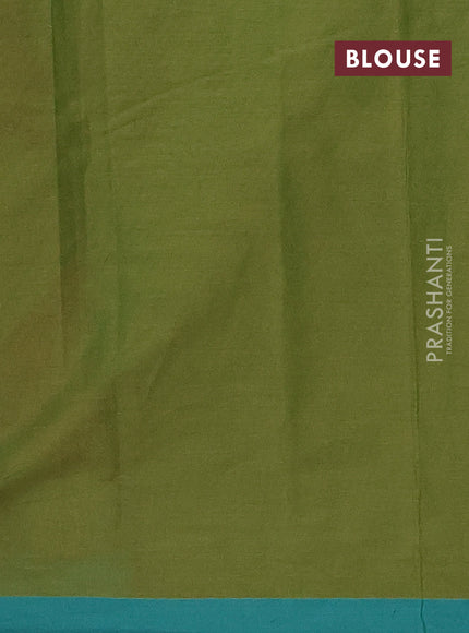 Nithyam cotton saree green and teal green with thread woven geometric buttas and simple border