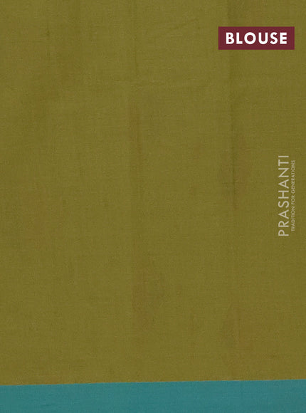 Nithyam cotton saree mehendi green and teal green with thread woven geometric buttas and simple border