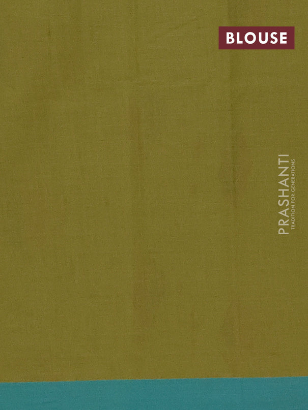 Nithyam cotton saree mehendi green and teal green with thread woven geometric buttas and simple border