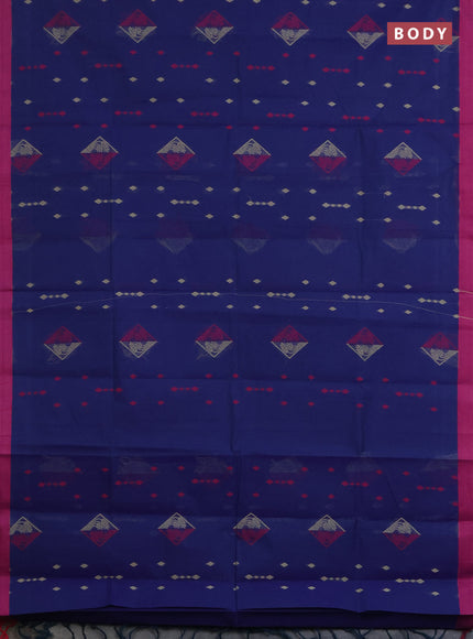 Nithyam cotton saree navy blue and pink with thread woven geometric buttas and simple border