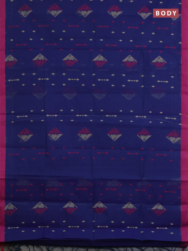 Nithyam cotton saree navy blue and pink with thread woven geometric buttas and simple border