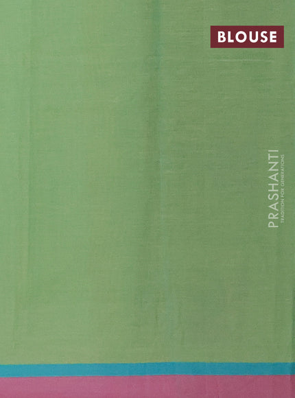 Nithyam cotton saree dual shade teal green and pink with thread woven buttas and simple border