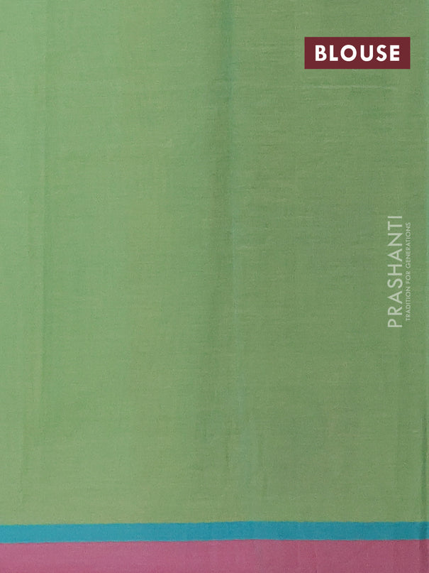 Nithyam cotton saree dual shade teal green and pink with thread woven buttas and simple border