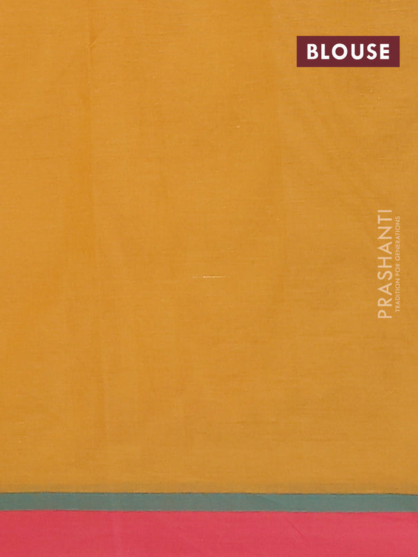 Nithyam cotton saree mustard yellow and pink with thread woven buttas and simple border