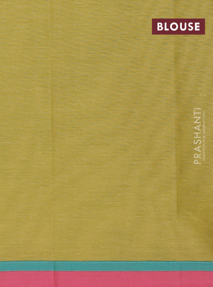 Nithyam cotton saree elaichi green and pink with thread woven buttas and simple border