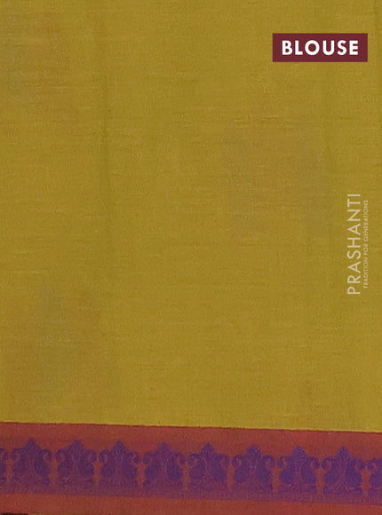 Nithyam cotton saree mustard green and maroon with allover thread woven buttas and paisley thread woven border