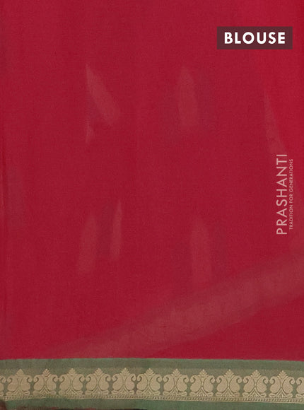 Nithyam cotton saree reddish pink and green with allover thread woven buttas and paisley thread woven border