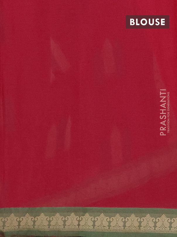 Nithyam cotton saree reddish pink and green with allover thread woven buttas and paisley thread woven border