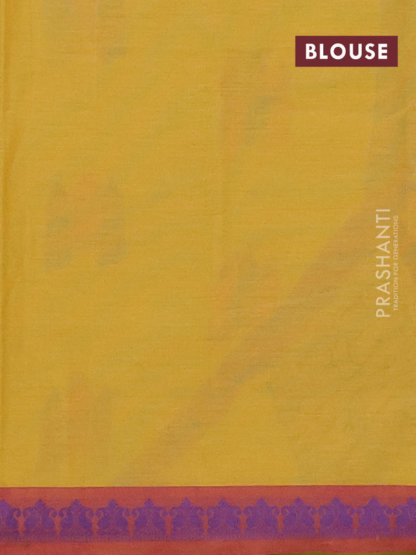 Nithyam cotton saree mustard yellow and maroon with allover thread woven buttas and paisley thread woven border