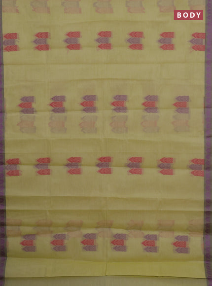 Nithyam cotton saree pista green and grey with allover thread woven buttas and paisley thread woven border