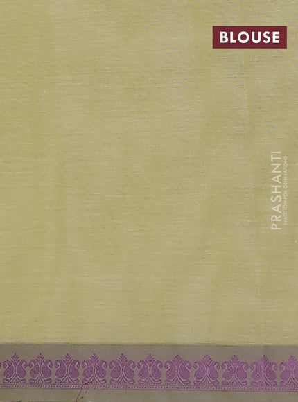 Nithyam cotton saree pista green and grey with allover thread woven buttas and paisley thread woven border