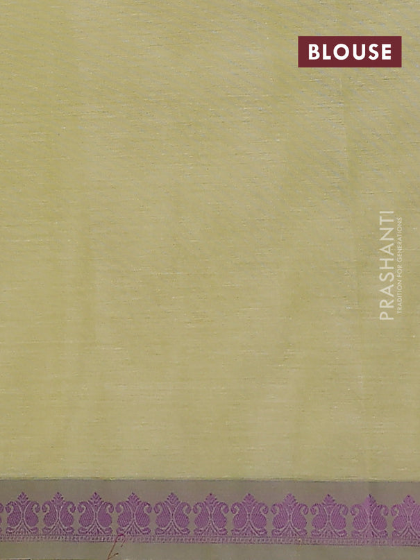 Nithyam cotton saree pista green and grey with allover thread woven buttas and paisley thread woven border