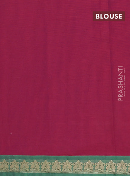 Nithyam cotton saree dark magenta pink and green with allover thread woven buttas and paisley thread woven border