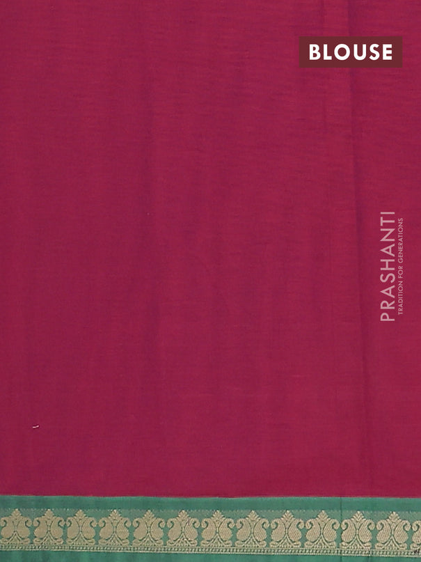 Nithyam cotton saree dark magenta pink and green with allover thread woven buttas and paisley thread woven border