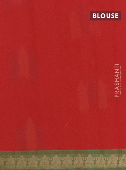 Nithyam cotton saree red and green with allover thread woven buttas and paisley thread woven border