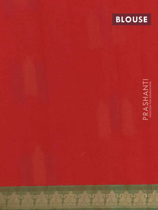 Nithyam cotton saree red and green with allover thread woven buttas and paisley thread woven border