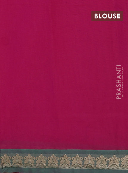 Nithyam cotton saree magenta pink and green with allover thread woven buttas and paisley thread woven border