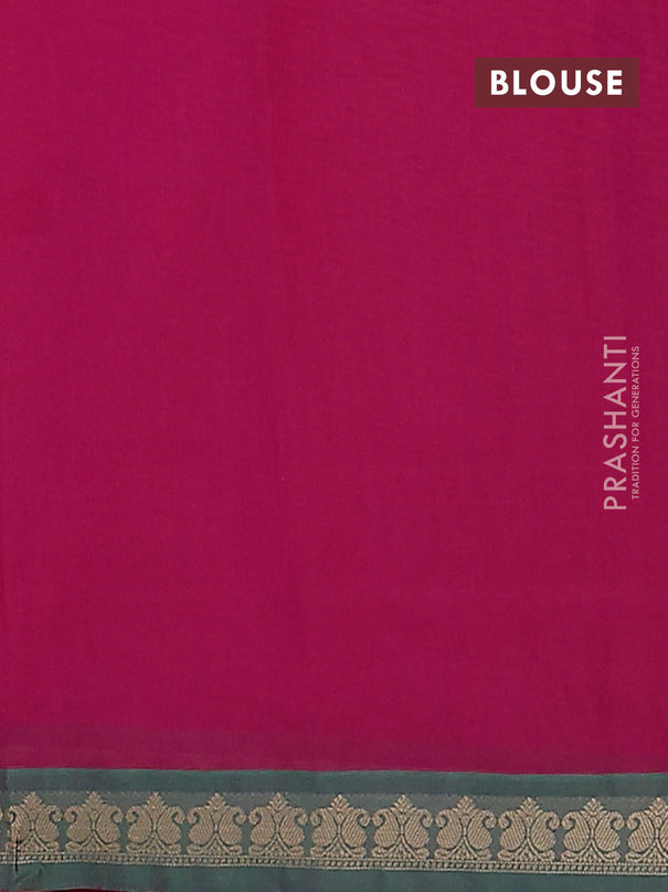 Nithyam cotton saree magenta pink and green with allover thread woven buttas and paisley thread woven border