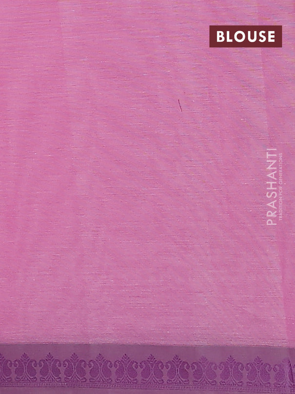 Nithyam cotton saree light pink and grey with allover thread woven buttas and paisley thread woven border