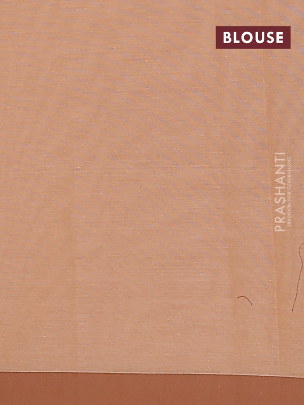 Nithyam cotton saree peach and brown with allover thread weaves & buttas and simple border